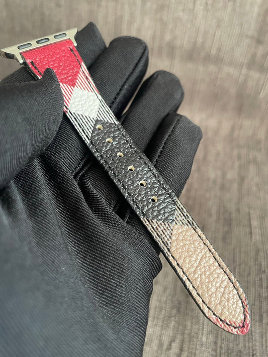 Black label leather watch strap