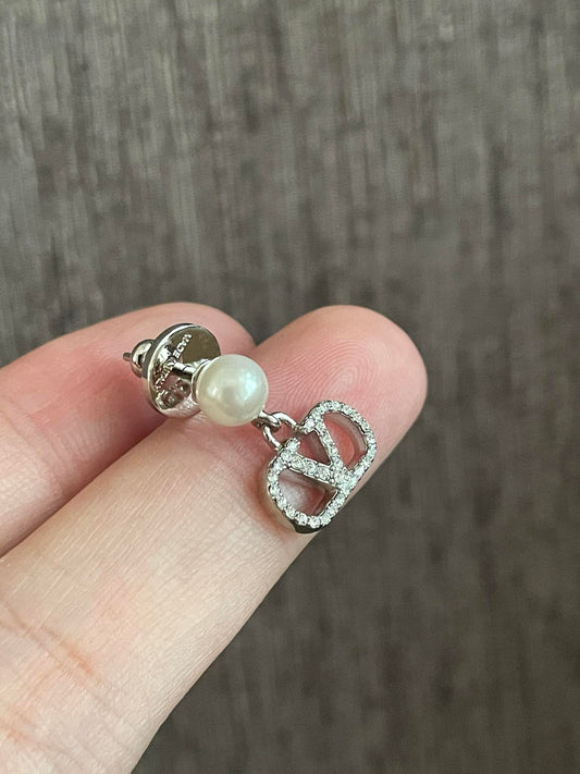 Valentino Pearl VLogo Earrings