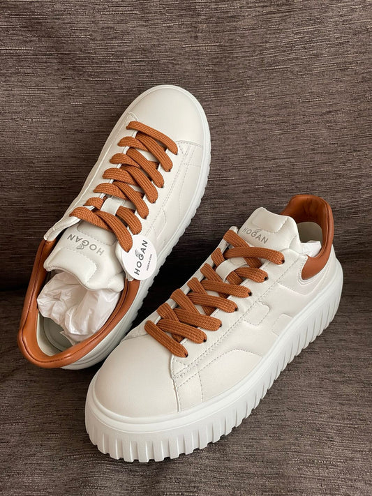 Hogan H-Stripes Sneakers (Tan end)