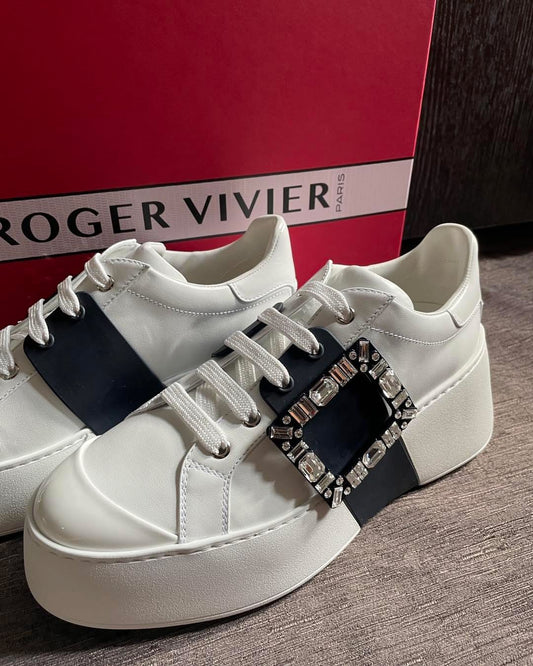 Roger Vivier Viv Stake Strass leather sneakers
