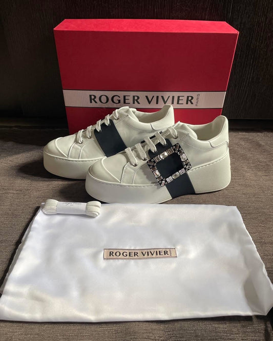 Roger Vivier Viv Stake Strass leather sneakers