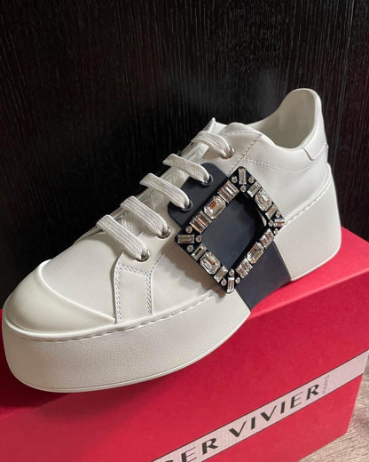 Roger Vivier Viv Stake Strass leather sneakers