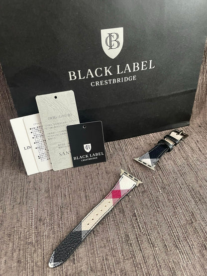 Black label leather watch strap