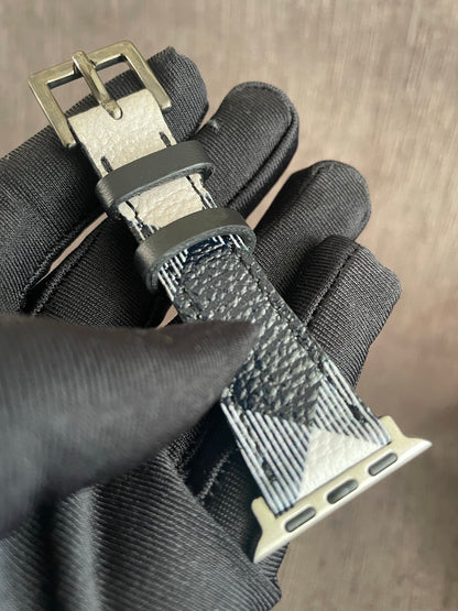 Black label leather watch strap