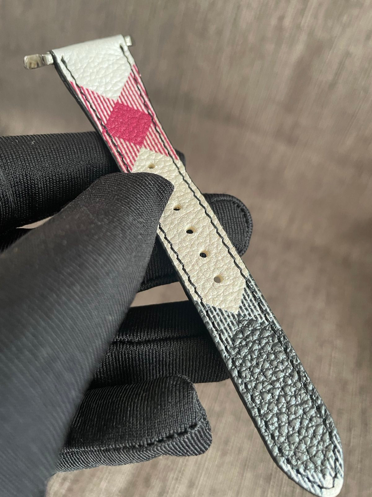 Black label leather watch strap