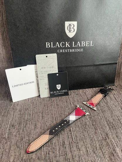 Black label leather watch strap