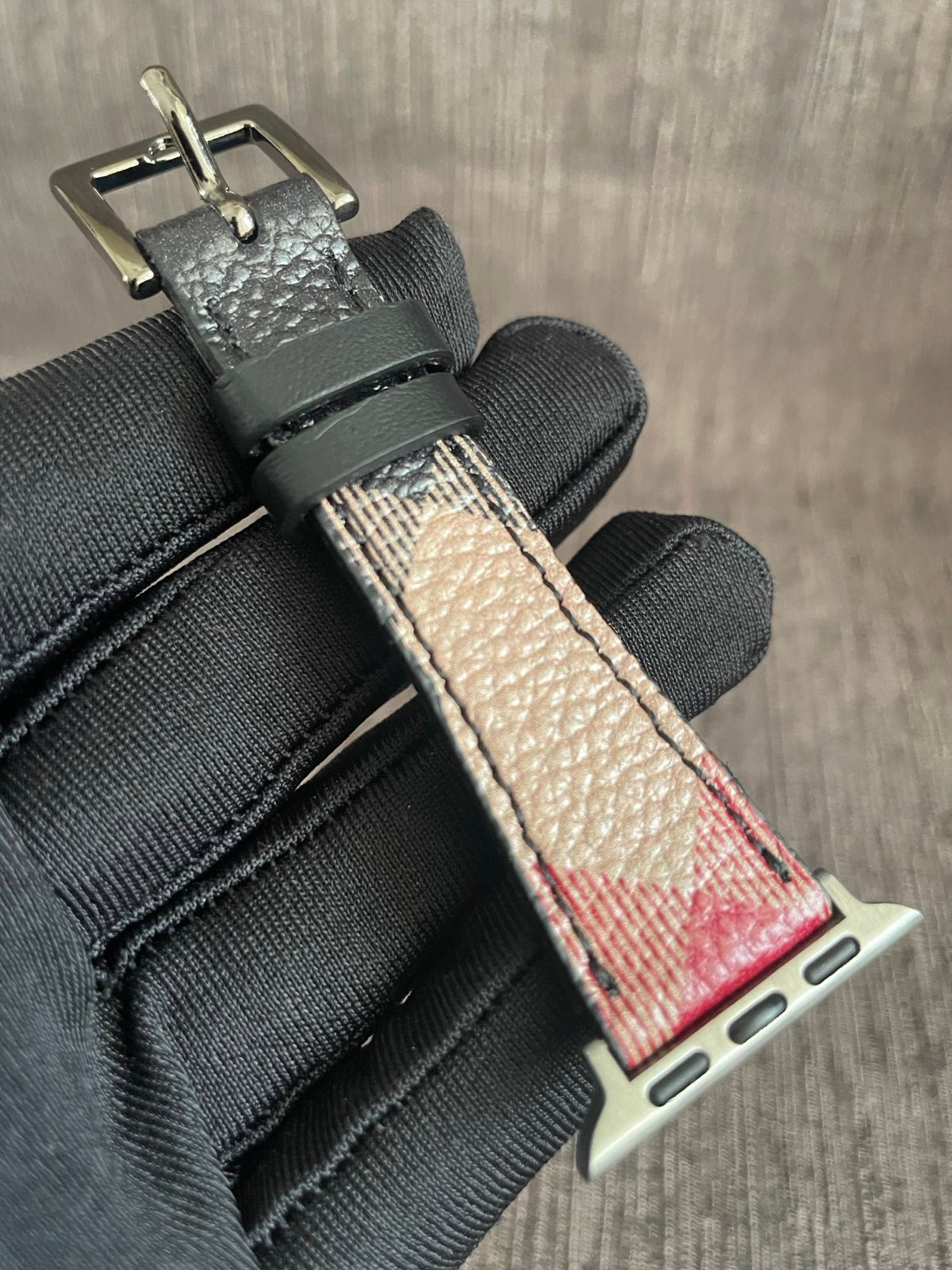 Black label leather watch strap